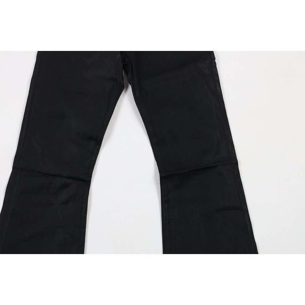 NOS Vtg Y2K Von Dutch Women 31 Spell Out Wide Leg Flared Stretch Jeans Black USA - Picture 3 of 12